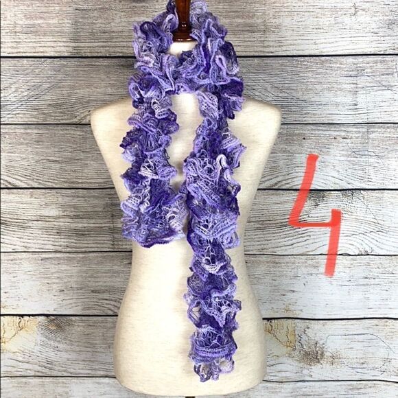 NEW Handmade knit ruffle scarf. - Picture 6 of 14